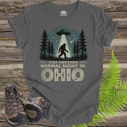 Just Another Normal Night in Ohio Shirt – Bigfoot UFO Abduction Tee, Funny Cryptid Shirt, Sasquatch Alien Graphic Tee