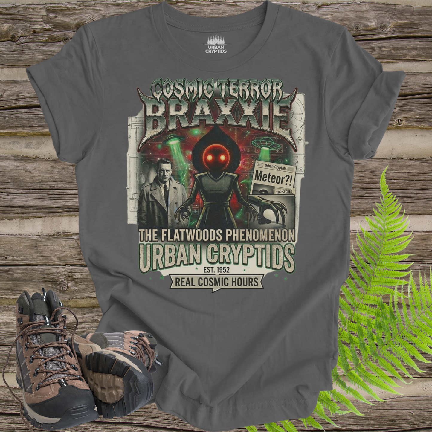 Cosmic Terror Braxxie | The Flatwoods Phenomenon Retro Cryptid T-Shirt