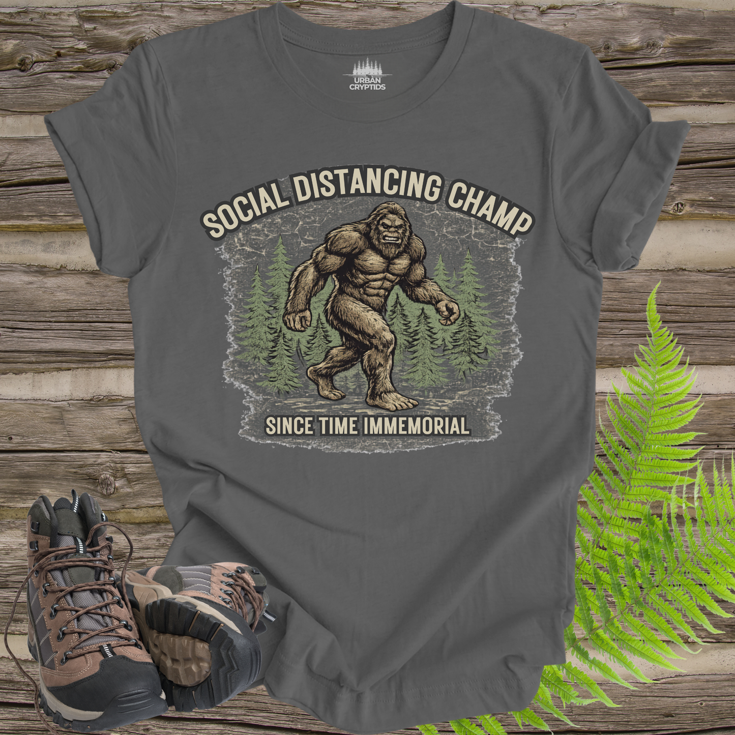 Social Distancing Champ | Funny Bigfoot Vintage T-Shirt