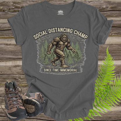 Social Distancing Champ | Funny Bigfoot Vintage T-Shirt