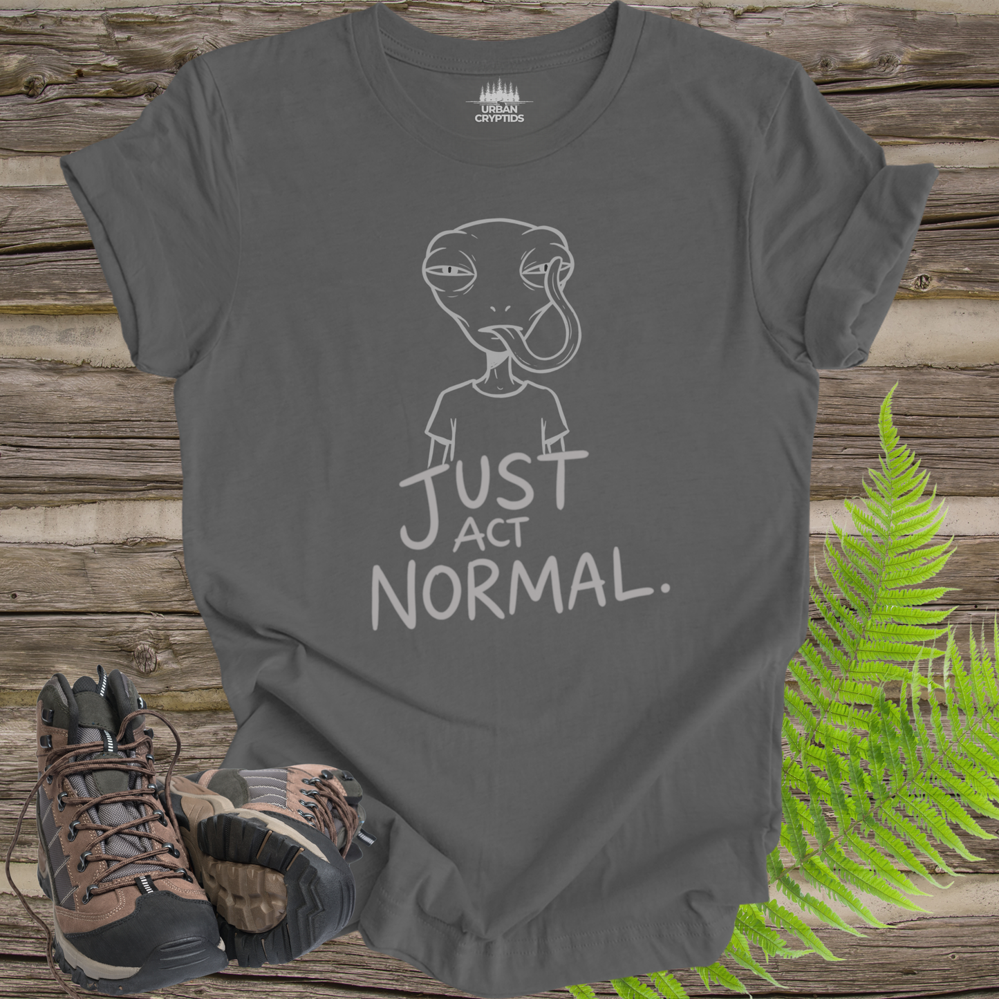 Just Act Normal Alien T-Shirt | Funny UFO Tee | Introvert Alien Shirt | Sarcastic Space Humor Graphic Tee