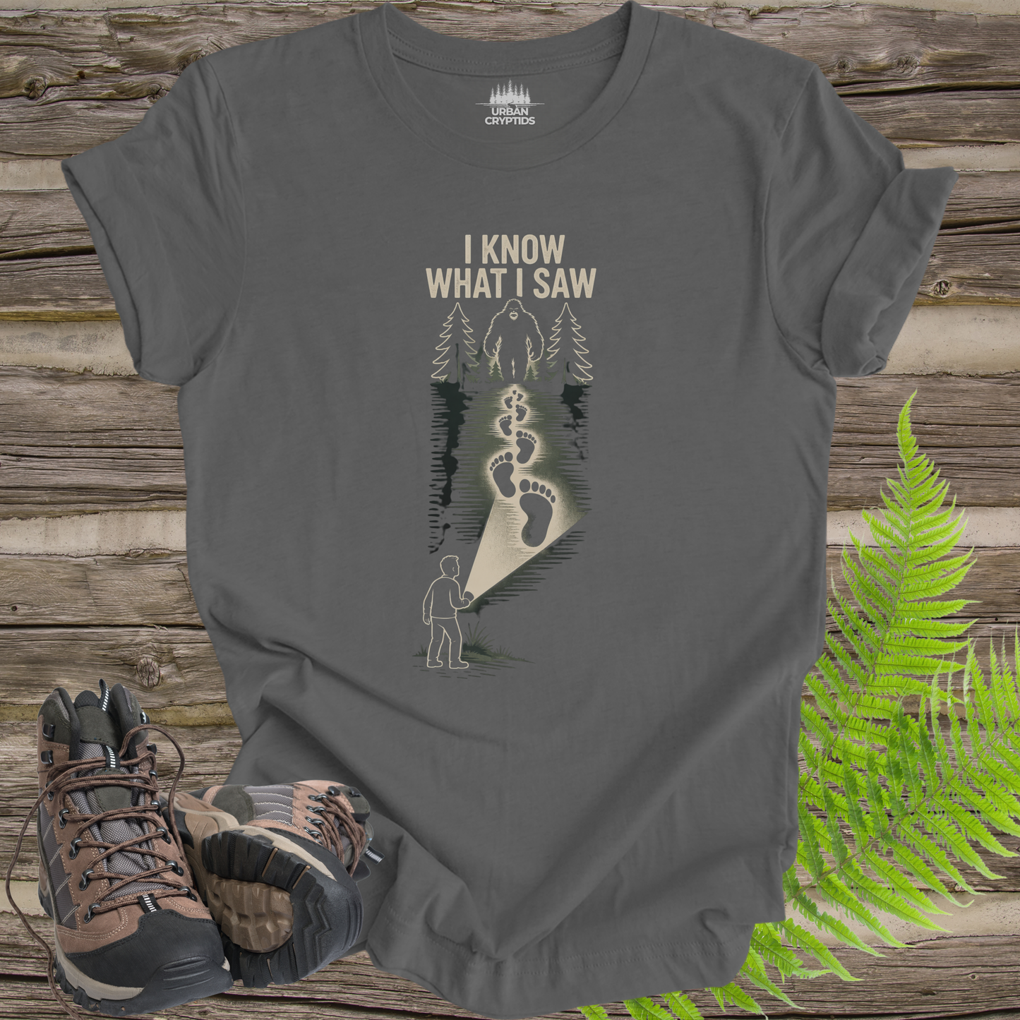 I Know What I Saw Bigfoot T-Shirt | Sasquatch Sighting Shirt | Cryptid Footprint Tee | Funny Cryptid Shirt | Paranormal Apparel