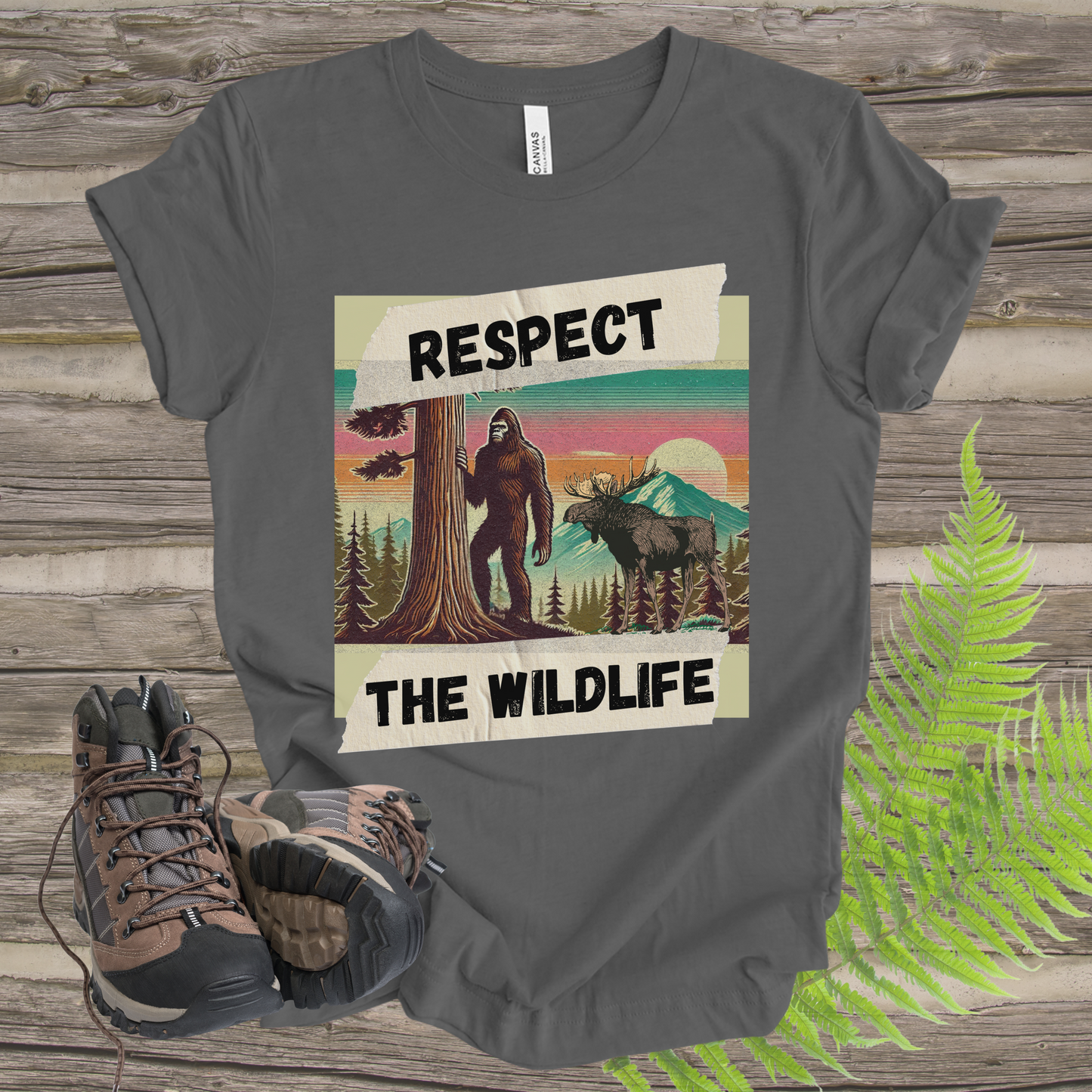 Wildlife Respect Tee - Unisex T-Shirt with Bigfoot and Moose