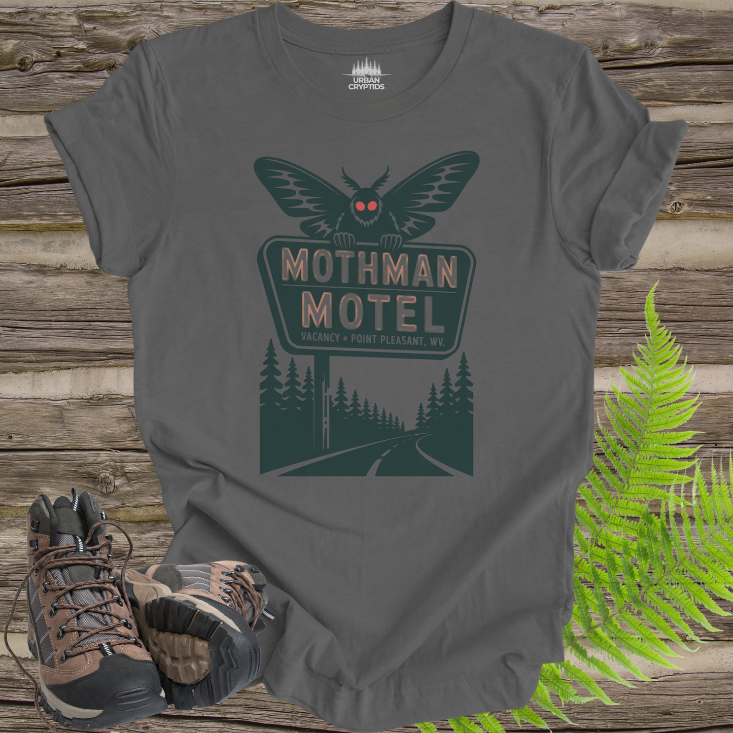 Mothman Motel T-Shirt | Point Pleasant WV Shirt | Vintage Cryptid Tee | Funny Paranormal Shirt | Mothman Graphic