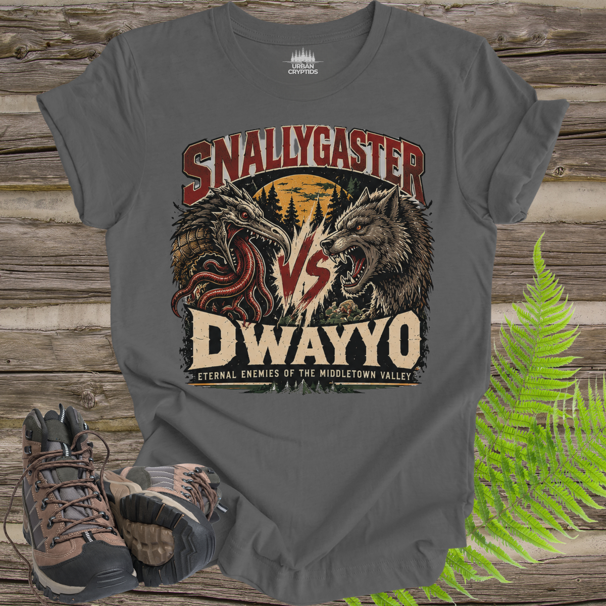 Maryland's Oldest Rivalry T-Shirt – Snallygaster vs. Dwayyo Cryptid Tee