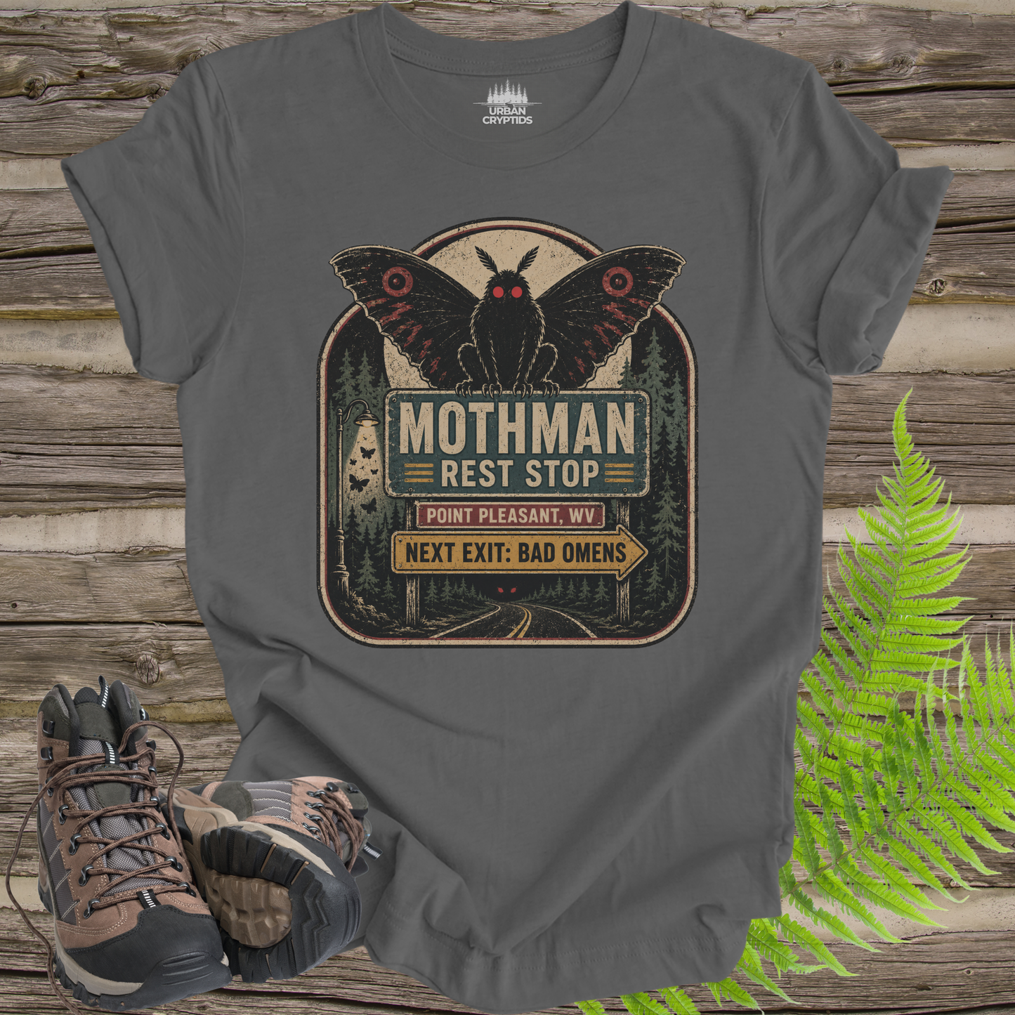 Mothman Rest Stop T-Shirt – Vintage Point Pleasant Cryptid Tee