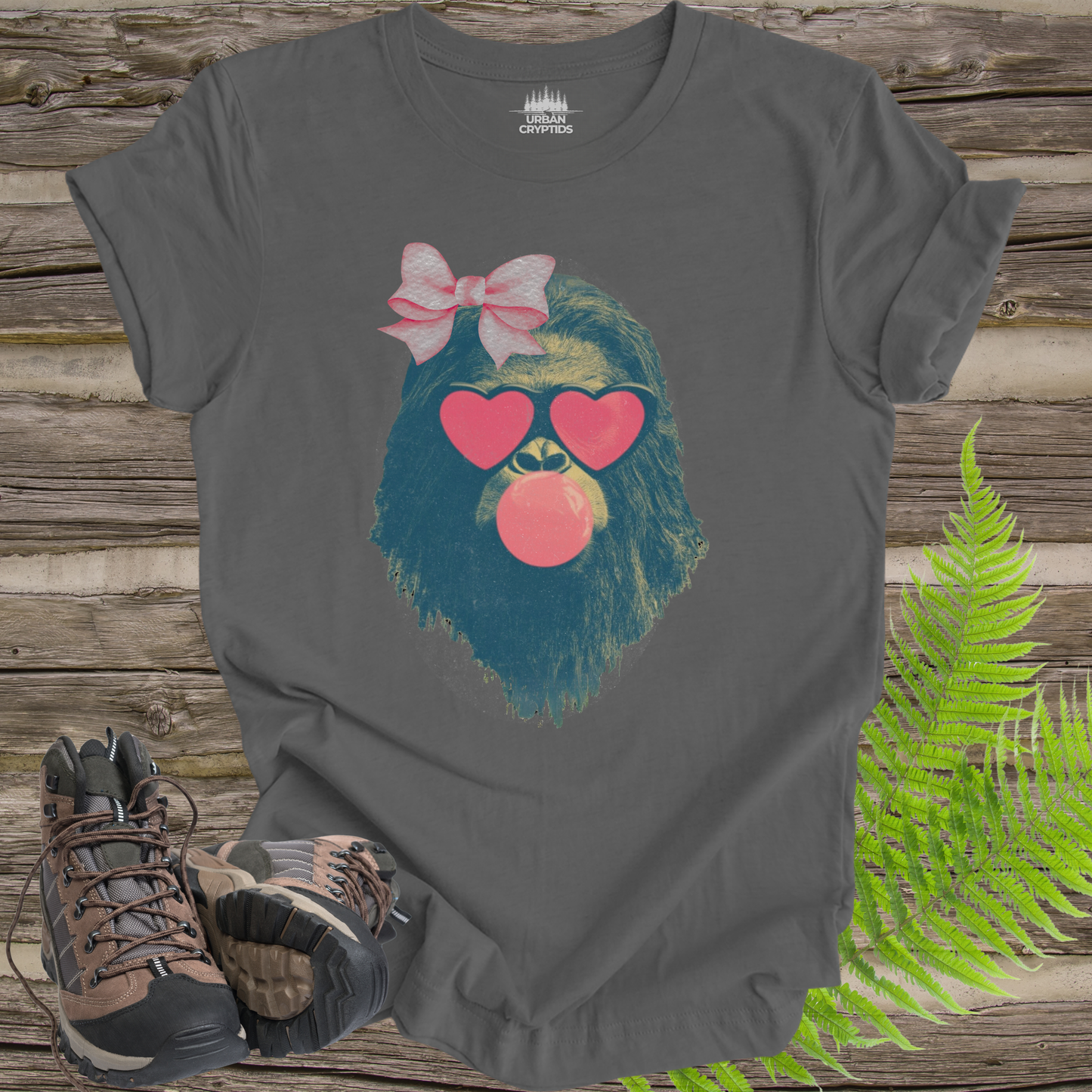 Bubblegum Sasquatch Bow Tee – Cute Bigfoot Valentine Shirt