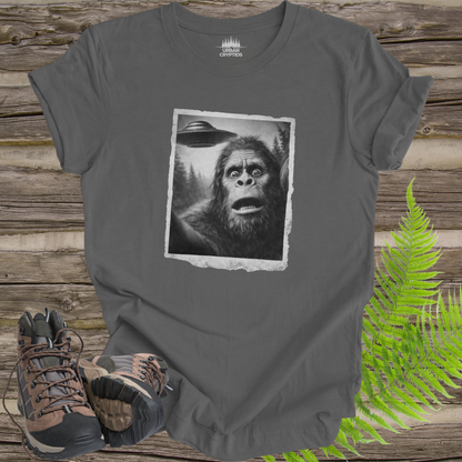 Bigfoot UFO Encounter T-Shirt – Vintage Found Photo Cryptid Tee