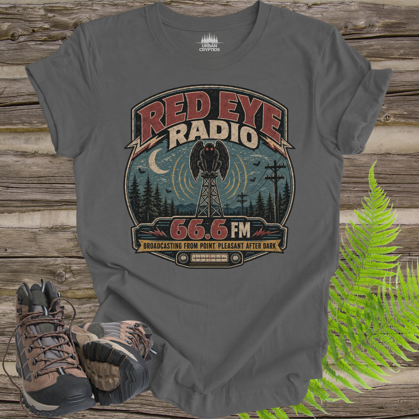 Red Eye Radio Mothman T-Shirt – Vintage Point Pleasant Cryptid Tee