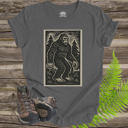 Vintage Bigfoot T-Shirt | Woodcut Sasquatch Cryptid Tee