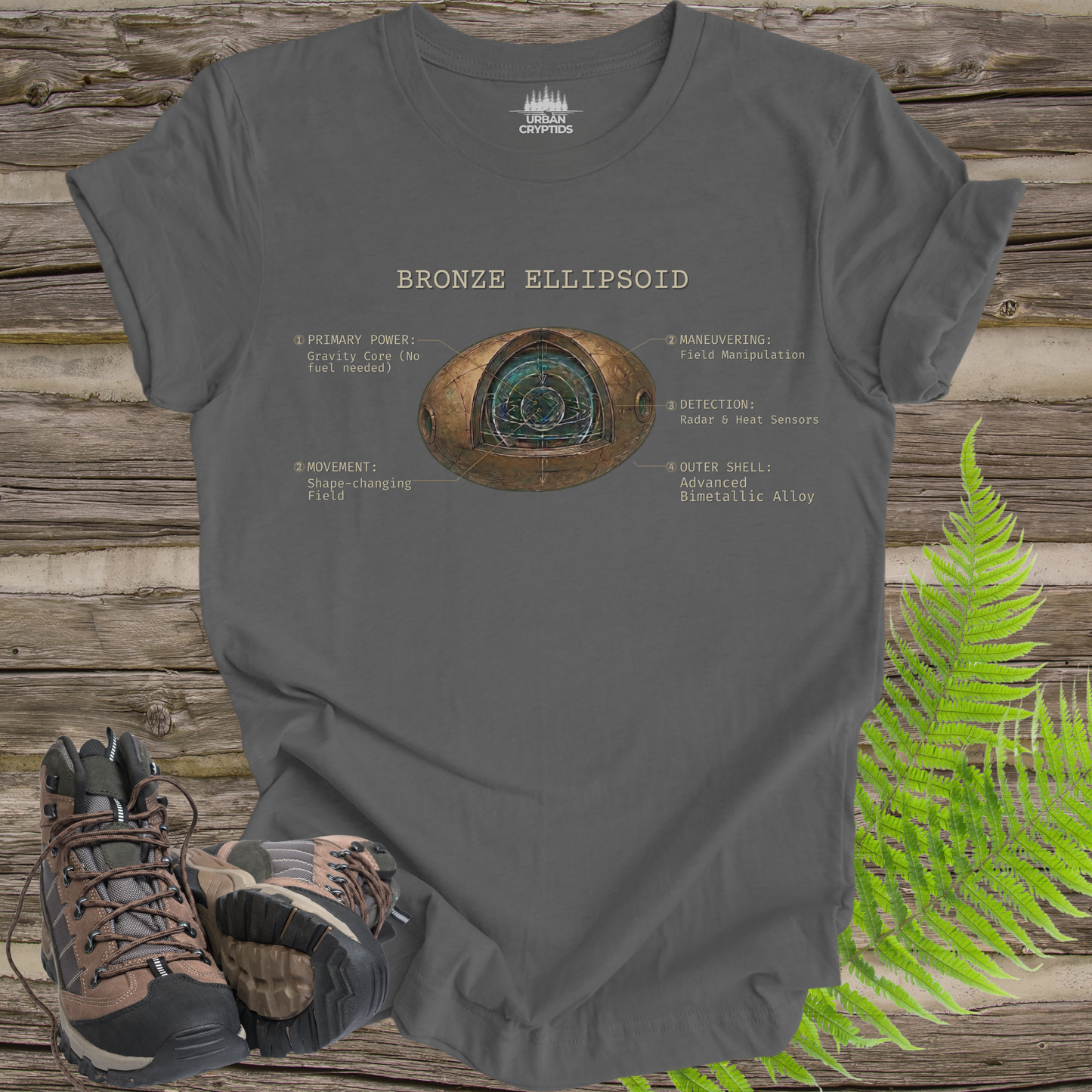 Bronze Ellipsoid UAP Shirt – UAP Recovery Schematic Shirt