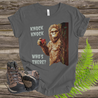 Funny Bigfoot Unisex Tee - 'Knock Knock, Who's There?'