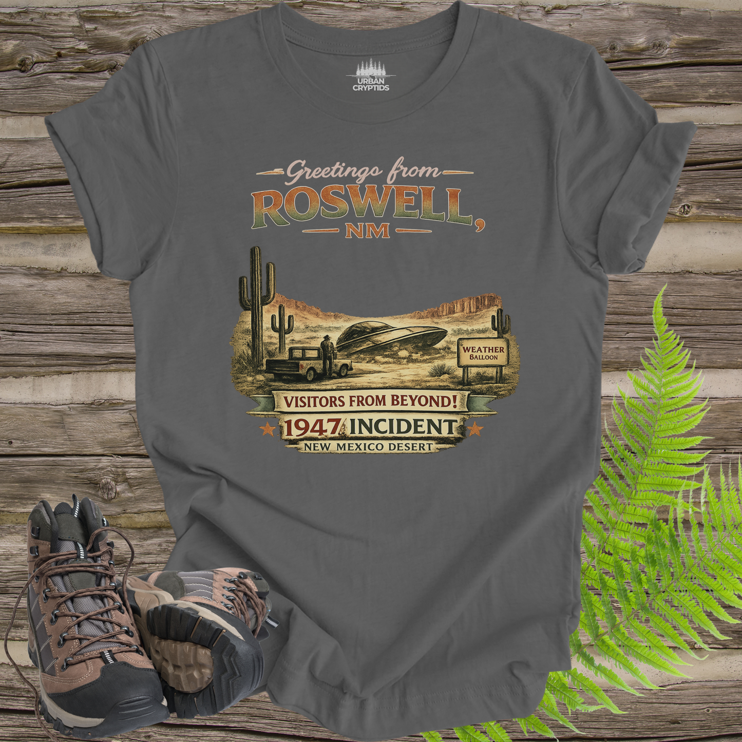 Greetings from Roswell NM T-Shirt – 1947 Incident Vintage UFO Souvenir Tee