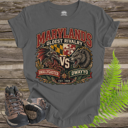 Snallygaster vs. Dwayyo T-Shirt – Maryland Cryptid Rivalry Tee