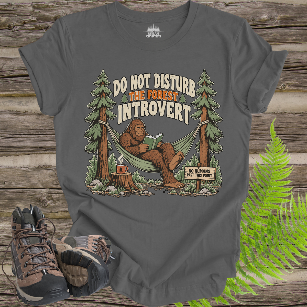 Do Not Disturb the Forest Introvert T-Shirt – Funny Bigfoot Reading Graphic Tee