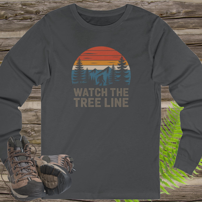 Watch the Tree Line Bigfoot Long Sleeve Shirt – Retro Sasquatch Wilderness Tee