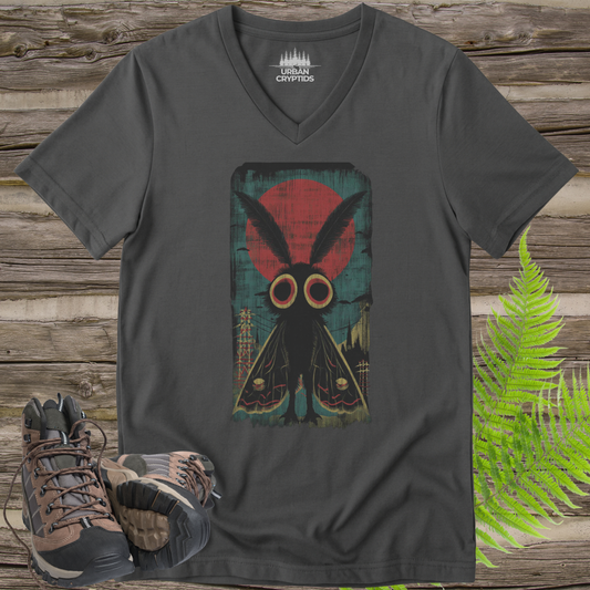 Mothman Vintage Poster V-Neck | Cryptid Graphic Tee – Urban Cryptids