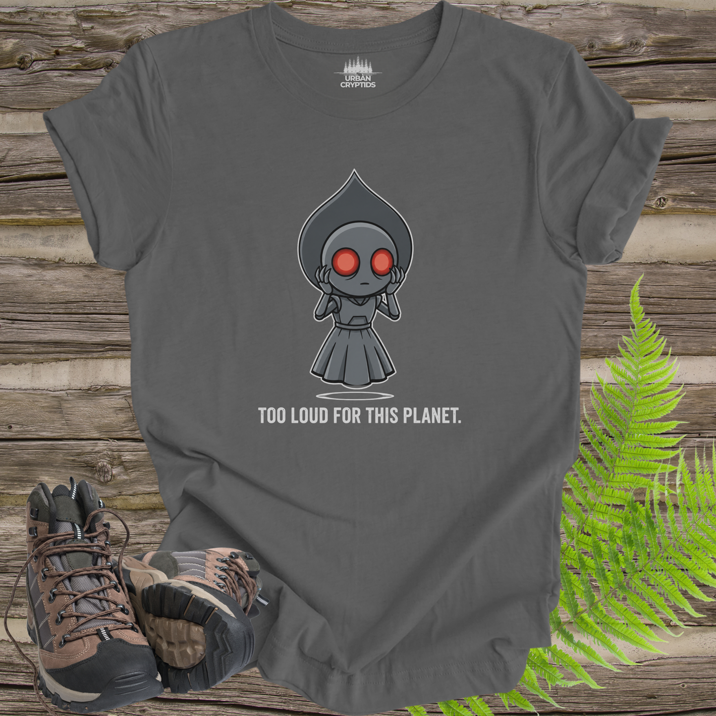 Too Loud For This Planet | Chibi Flatwoods Monster T-Shirt