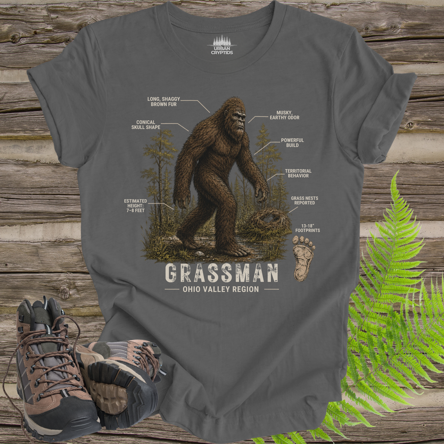 Ohio Grassman Tee | Hominid Series Cryptid Field Guide Shirt