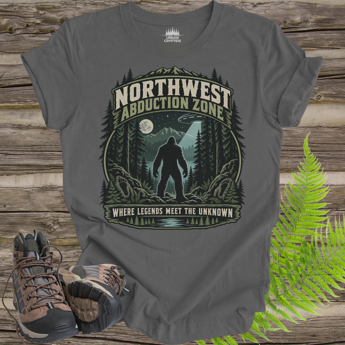 Northwest Abduction Zone T-Shirt – Bigfoot UFO Encounter Graphic Tee