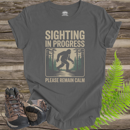 Sighting in Progress Shirt – Funny Bigfoot Tee | Sasquatch Cryptid Shirt