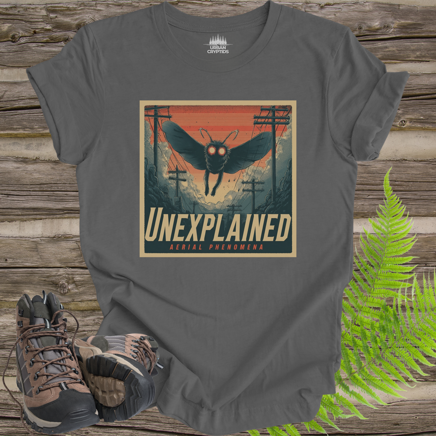 Unexplained Aerial Phenomena Mothman Cryptid Vintage Poster T-Shirt