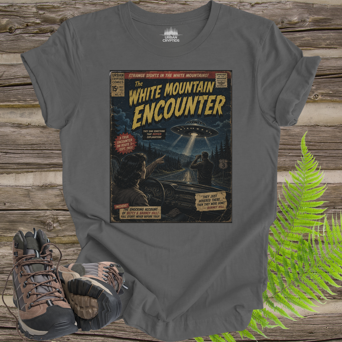 White Mountain Encounter Comic Tee | Betty & Barney Hill UFO Shirt | Vintage Sci-Fi Comic Cover | 1961 New Hampshire Alien Encounter