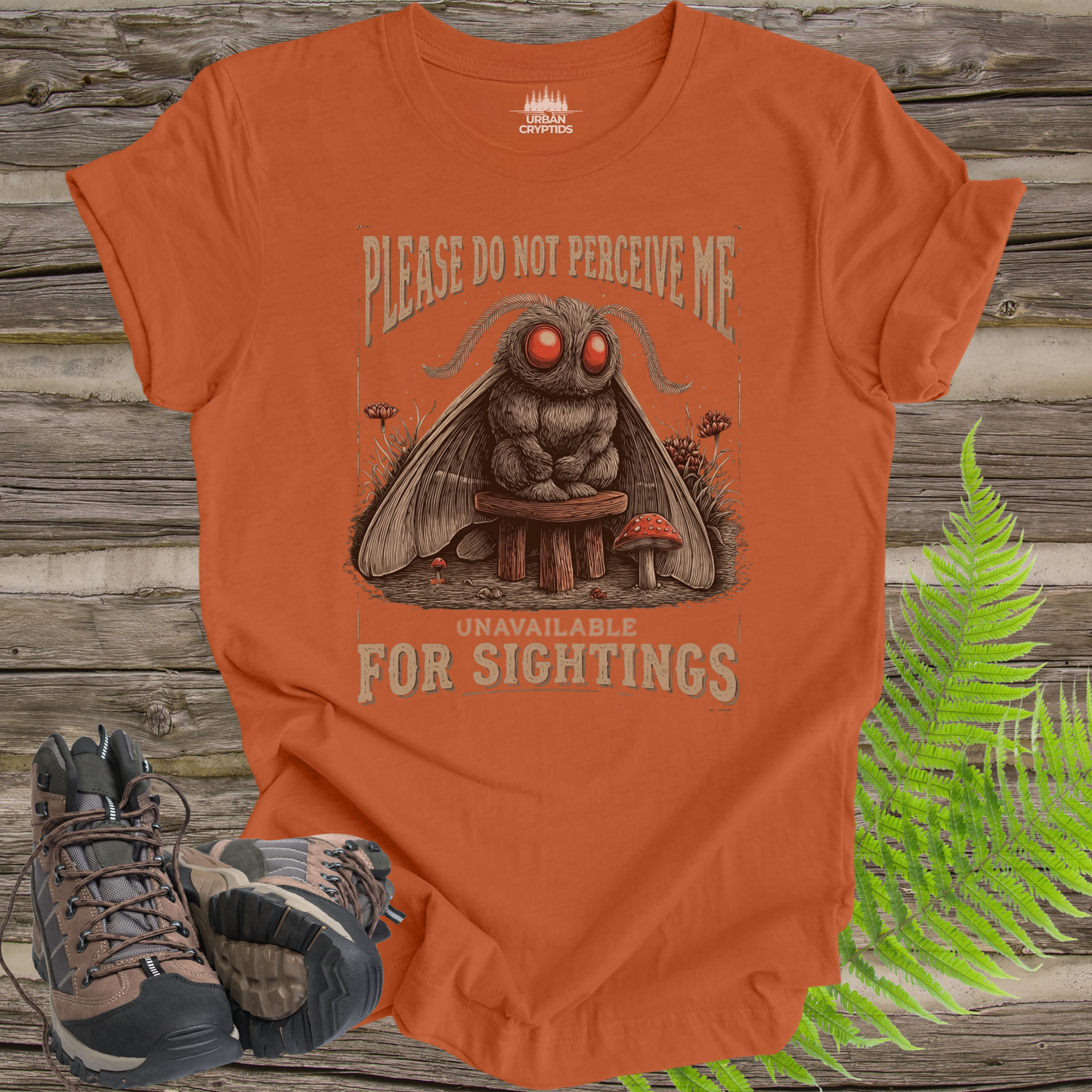 Please Do Not Perceive Me – Mothman “Unavailable for Sightings” Funny Cryptid T-Shirt