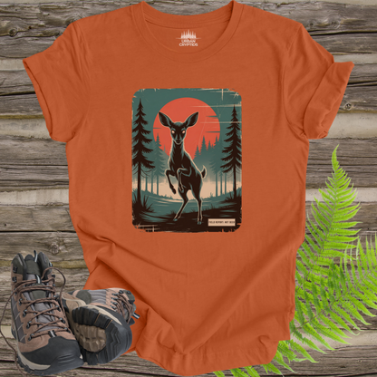 Not Deer Forest Encounter T-Shirt – Vintage Cryptid Wilderness Poster Tee