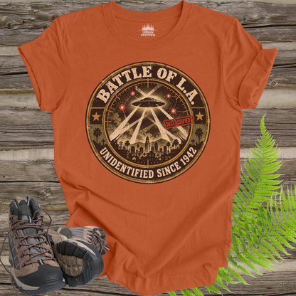 Battle of L.A. UFO T-Shirt – Unidentified Since 1942 Vintage Military Badge Tee