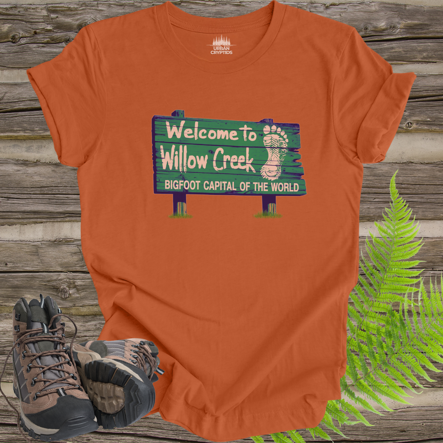 Welcome to Willow Creek T-Shirt – Bigfoot Capital of the World Sign Tee