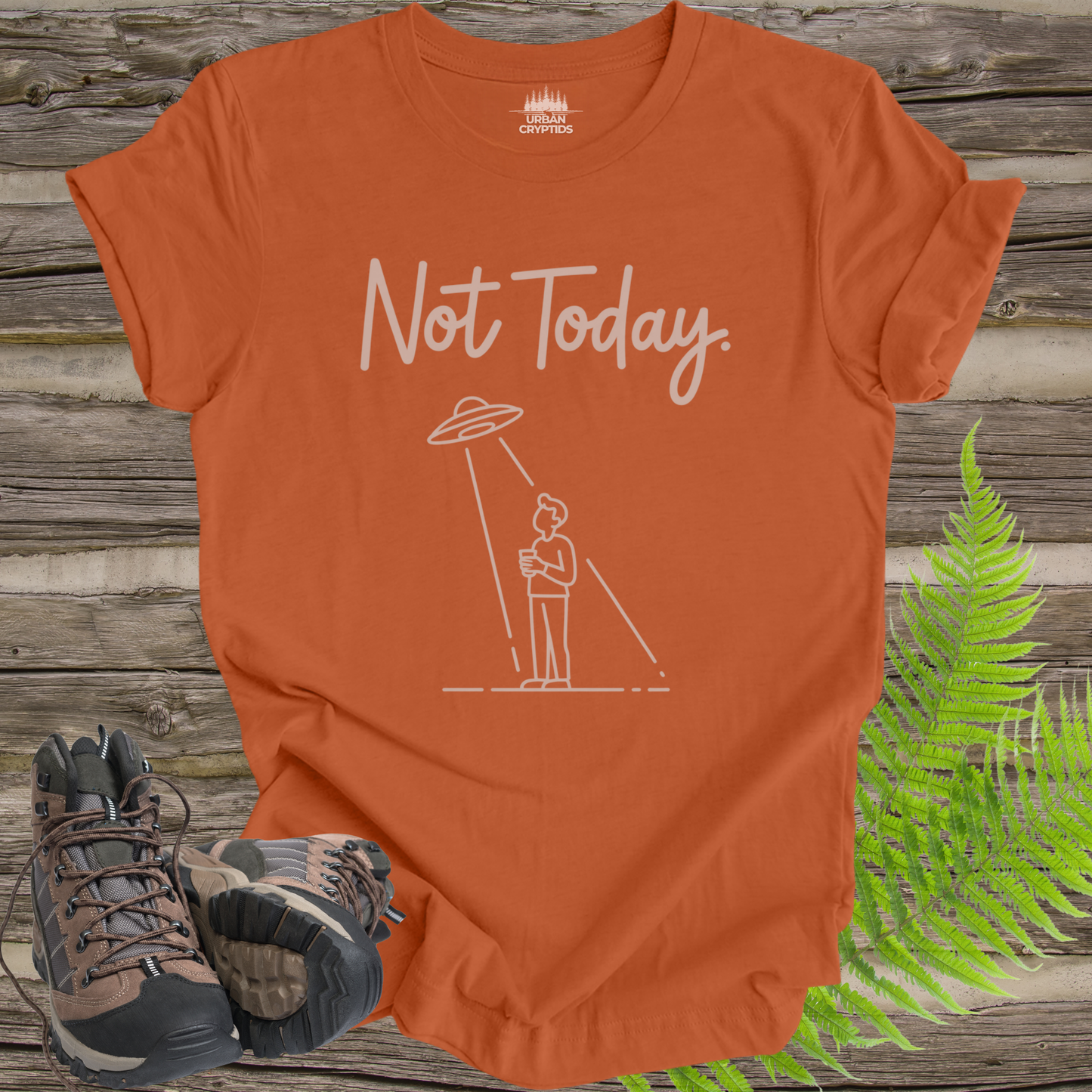 Not Today UFO Abduction T-Shirt | Funny Alien Beam Me Up Tee | Paranormal Humor Shirt | Minimalist UFO Graphic Tee