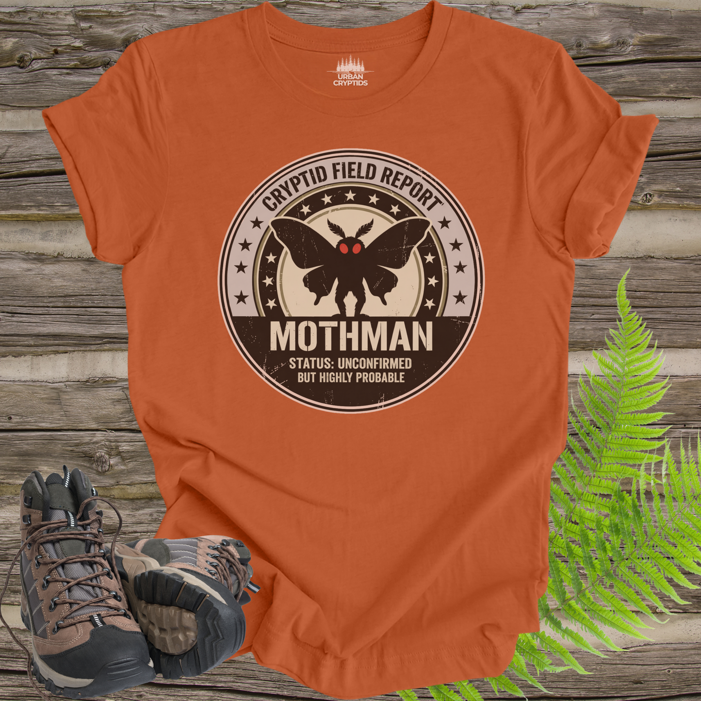 Cryptid Field Report Mothman Research Badge T-Shirt