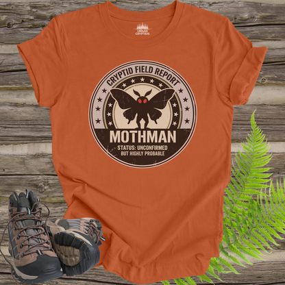 Cryptid Field Report Mothman Research Badge T-Shirt