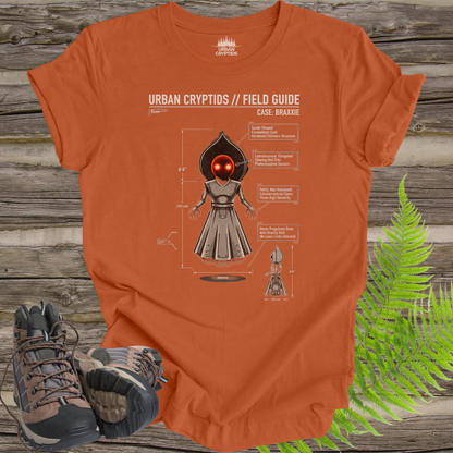 Urban Cryptids Field Guide: Braxxie | Flatwoods Monster Technical Diagram T-Shirt