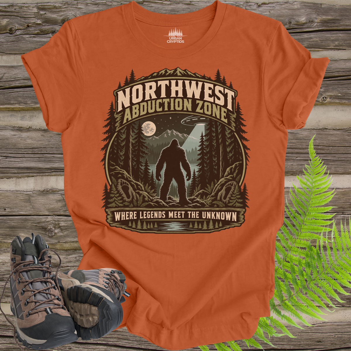 Northwest Abduction Zone T-Shirt – Bigfoot UFO Encounter Graphic Tee