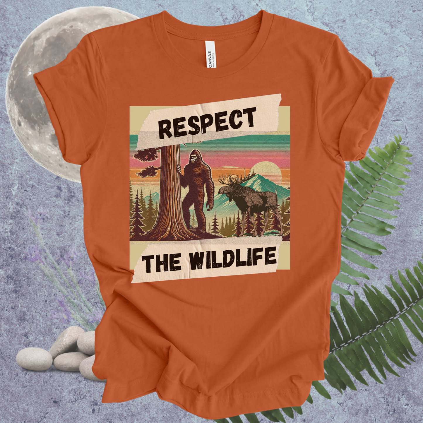 Wildlife Respect Tee - Unisex T-Shirt with Bigfoot and Moose