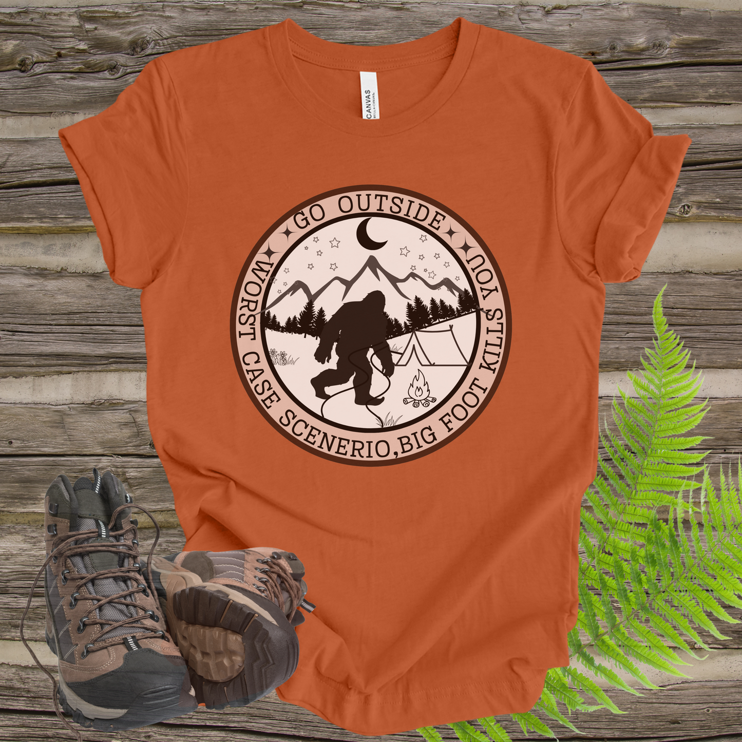 Funny Bigfoot Unisex Tee - Go Outside, Worse Case Scenerio Design