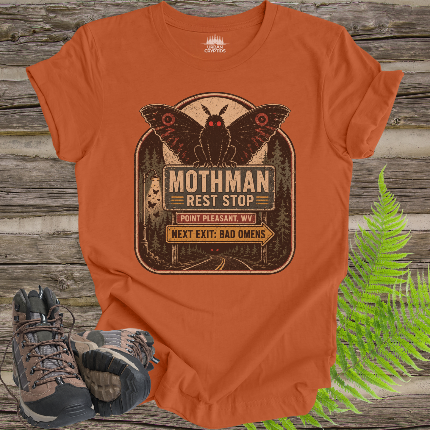Mothman Rest Stop T-Shirt – Vintage Point Pleasant Cryptid Tee