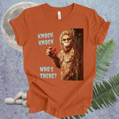 Funny Bigfoot Unisex Tee - 'Knock Knock, Who's There?'