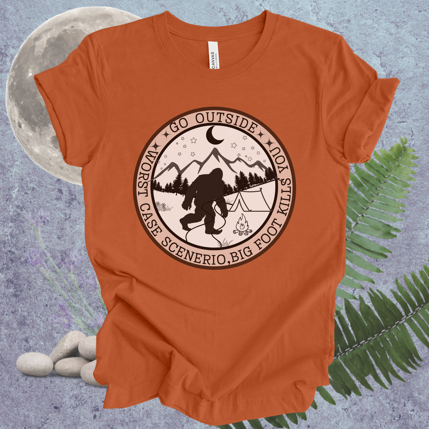 Funny Bigfoot Unisex Tee - Go Outside, Worse Case Scenerio Design