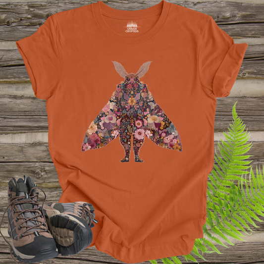 Floral Mothman T-Shirt | Wildflower Cryptid Silhouette Graphic Tee | Botanical Gothic Paranormal Shirt