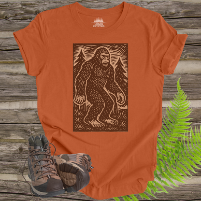 Vintage Bigfoot T-Shirt | Woodcut Sasquatch Cryptid Tee