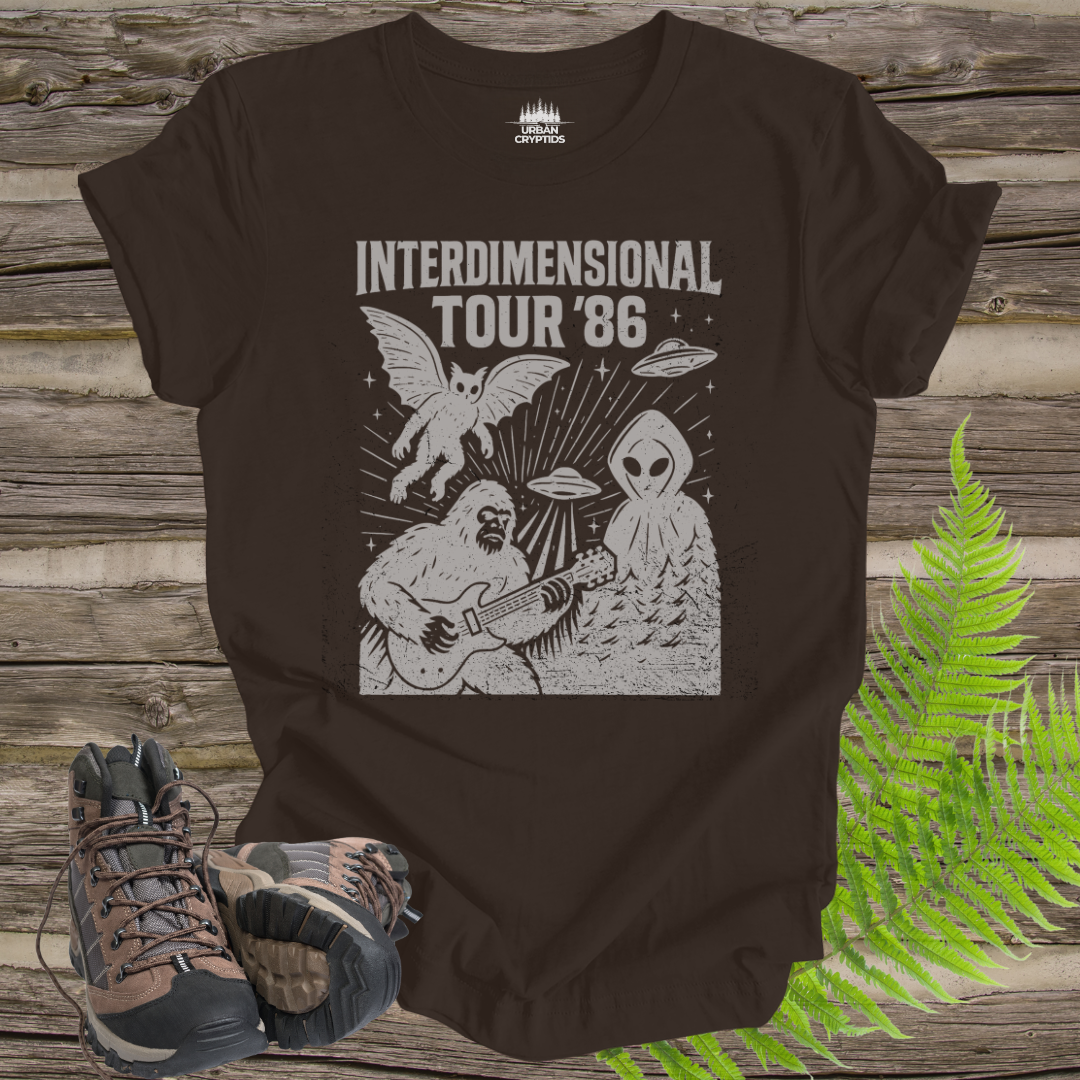 Cryptid Tour Unisex Tee - Interdimensional Tour '86 UFO Bigfoot Flatwoods Monster Mothman