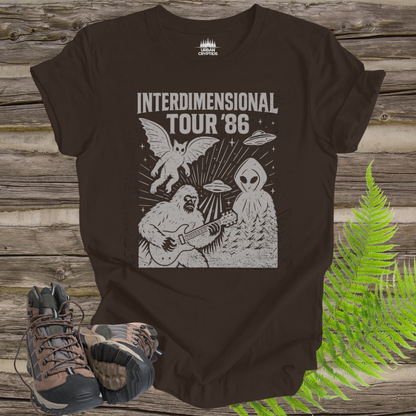 Cryptid Tour Unisex Tee - Interdimensional Tour '86 UFO Bigfoot Flatwoods Monster Mothman
