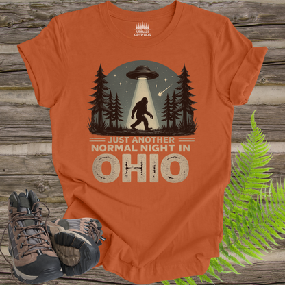 Just Another Normal Night in Ohio Shirt – Bigfoot UFO Abduction Tee, Funny Cryptid Shirt, Sasquatch Alien Graphic Tee