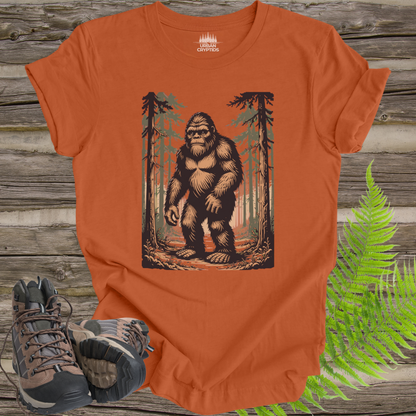 Bigfoot Forest Shirt – Classic Sasquatch Walking Tee, Vintage Cryptid Shirt, Outdoors Hiking Graphic Tee