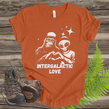 T-Shirt Intergalactic Sasquatch Alien Love Heart Hands Tee