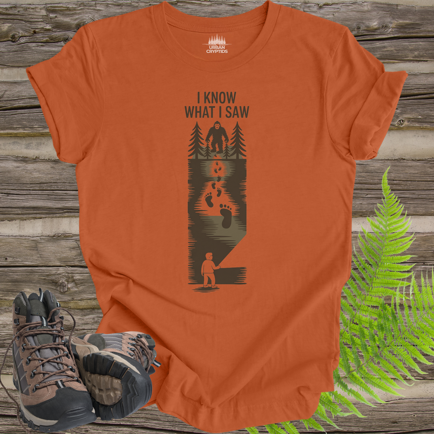 I Know What I Saw Bigfoot T-Shirt | Sasquatch Sighting Shirt | Cryptid Footprint Tee | Funny Cryptid Shirt | Paranormal Apparel