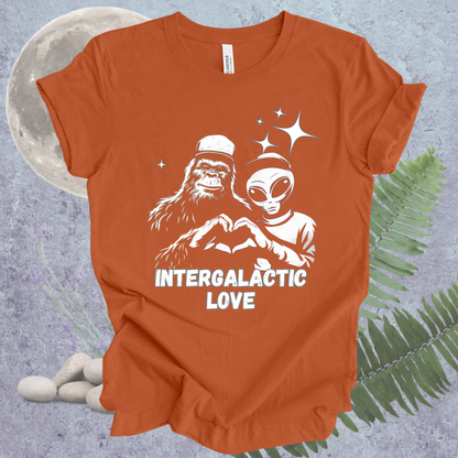 T-Shirt Intergalactic Sasquatch Alien Love Heart Hands Tee